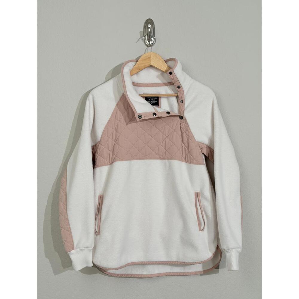 Abercrombie & Fitch Asymmetrical Snap Fleece Quilted Women's M Color Block Cozy